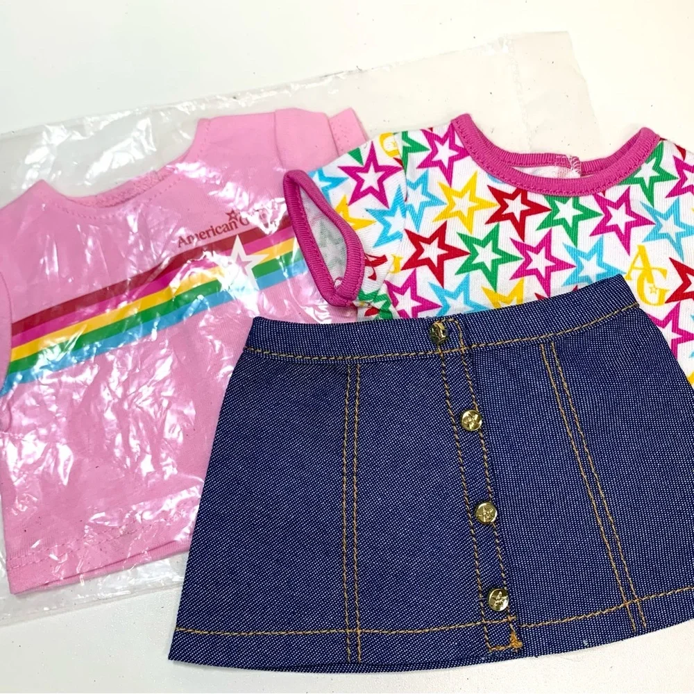 NEW! American Girl Doll Clothing Lot 2 Tops and Skirt